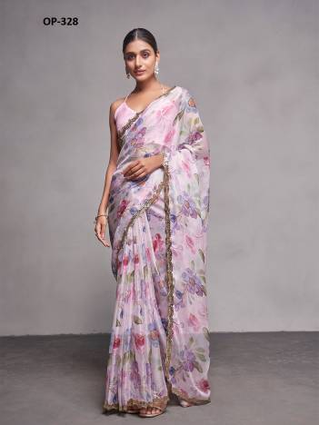 D.NO. OP-328 BY LAXMINZM ORGANZA SILK SAREE WHOLESALER IN INDIA